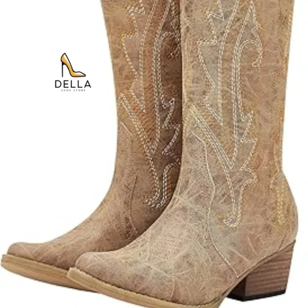 Light Brown Cowboy Boots For Women – Pointy Toe Design